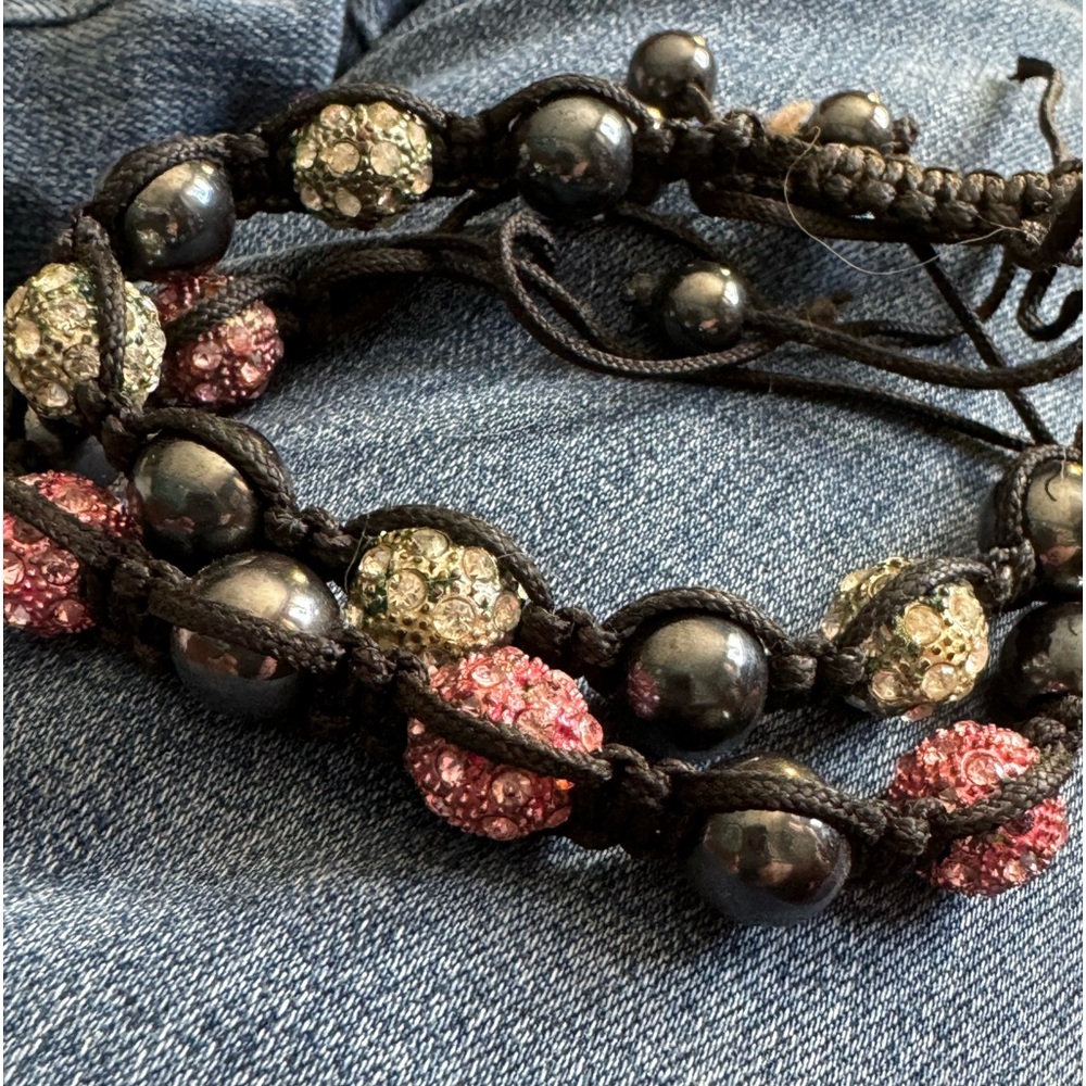 Pair of crystal Shambala style bracelets